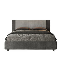 Letto imbottito Matrimoniale 160x210 cm tessuto Labirinto Rosal - Contenitore,Grigio/Grigio