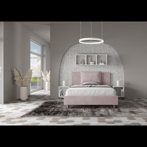 Letto imbottito Matrimoniale francese 140x190 cm Antea - Contenitore,Glicine,Microfibra