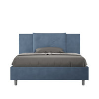 Letto imbottito Matrimoniale francese 140x190 cm Appia - Senza rete,Microfibra,Blu