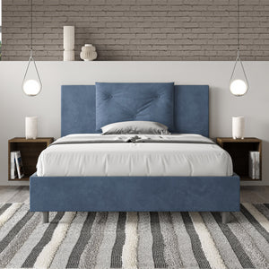 Letto imbottito Matrimoniale francese 140x190 cm Appia - Senza rete,Microfibra,Blu