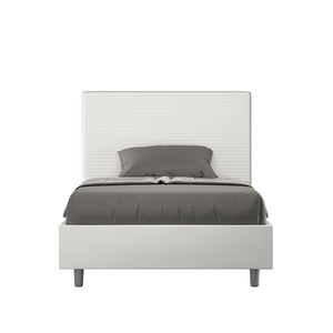 Letto imbottito Matrimoniale francese 140x190 cm Focus - Bianco,Similpelle,Con rete