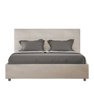 Letto imbottito Matrimoniale francese 140x190 cm Mika - Senza rete,Microfibra,Sabbia