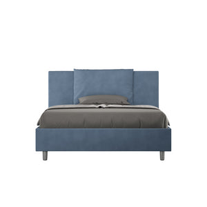 Letto imbottito Matrimoniale francese 140x200 cm Antea - Contenitore,Microfibra,Blu