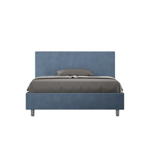 Letto imbottito Matrimoniale francese 140x210 cm Adele - Contenitore,Microfibra,Blu