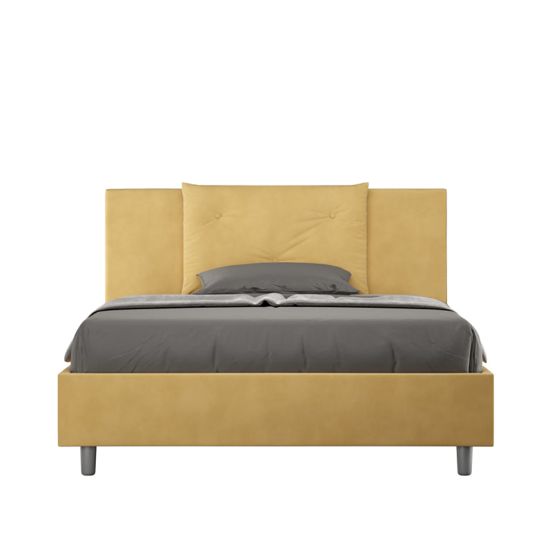 Letto imbottito Matrimoniale francese 140x210 cm Appia - Senza rete,Microfibra,Ocra