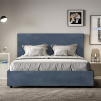 Letto imbottito Matrimoniale francese 140x210 cm Mika - Senza rete,Microfibra,Blu