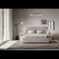 Letto imbottito Matrimoniale francese 140x210 cm Mika - Contenitore,Glicine,Microfibra