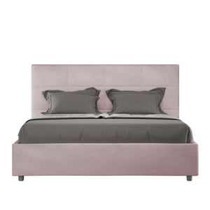 Letto imbottito Matrimoniale francese 140x210 cm Mika - Contenitore,Glicine,Microfibra