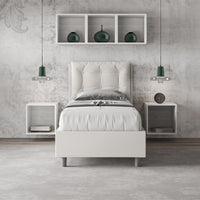 Letto imbottito Singolo 80x190 cm Annalisa - Senza rete,Bianco,Similpelle