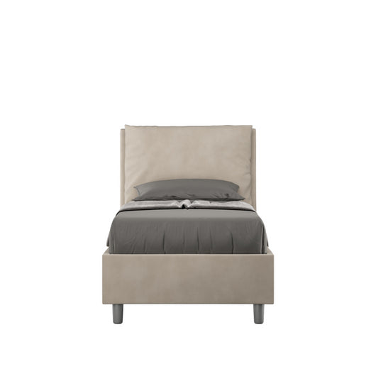 Letto imbottito Singolo 80x190 cm Antea - Senza rete,Microfibra,Sabbia