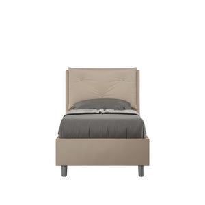 Letto imbottito Singolo 80x190 cm Appia - Similpelle,Tortora,Contenitore