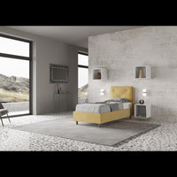 Letto imbottito Singolo 80x190 cm Appia - Senza rete,Microfibra,Ocra