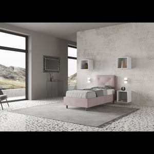 Letto imbottito Singolo 80x190 cm Appia - Senza rete,Glicine,Microfibra