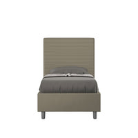 Letto imbottito Singolo 80x190 cm Focus - Similpelle,Cappuccino,Contenitore