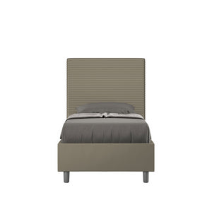 Letto imbottito Singolo 80x190 cm Focus - Similpelle,Cappuccino,Con rete