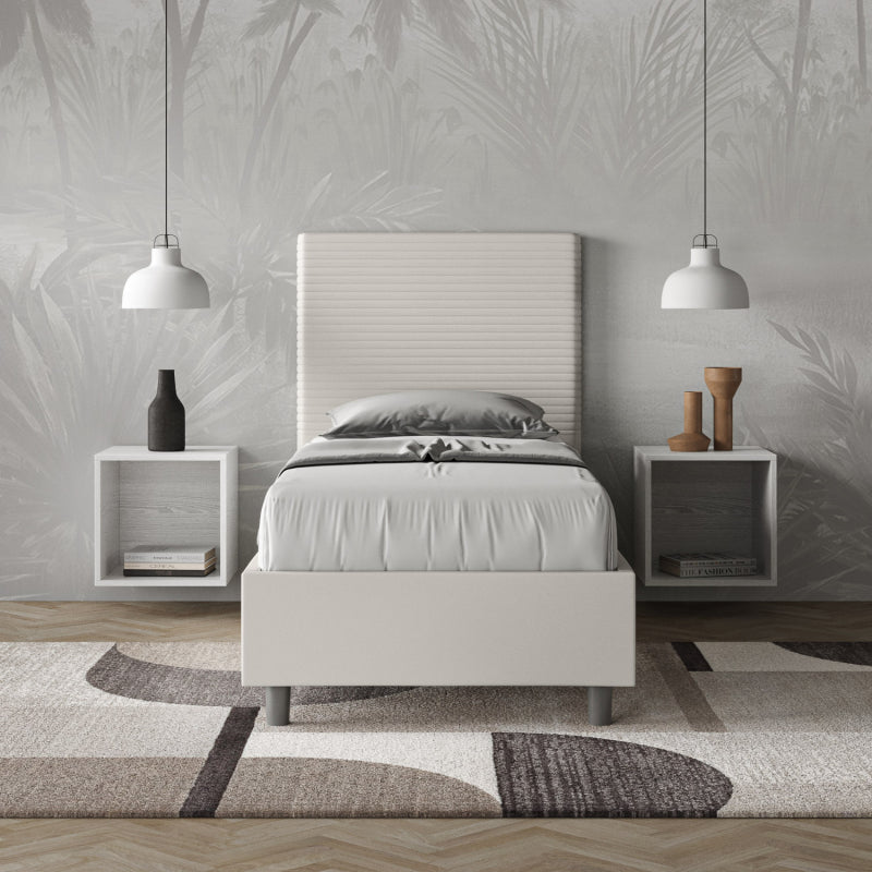 Letto imbottito Singolo 80x190 cm Focus - Bianco