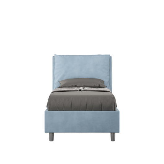 Letto imbottito Singolo 80x200 cm Antea - Senza rete,Microfibra,Azzurro