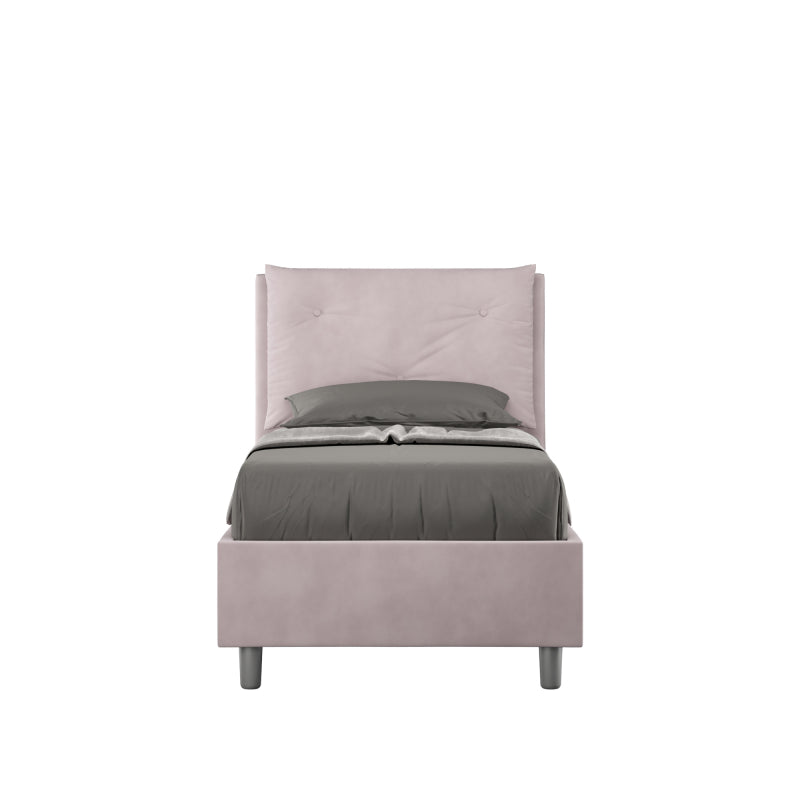 Letto imbottito Singolo 80x200 cm Appia - Senza rete,Glicine,Microfibra