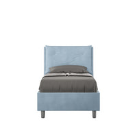 Letto imbottito Singolo 80x200 cm Appia - Senza rete,Microfibra,Azzurro