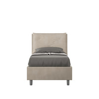 Letto imbottito Singolo 80x200 cm Appia - Senza rete,Microfibra,Sabbia