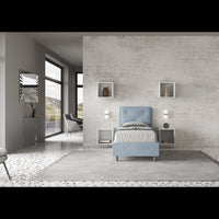 Letto imbottito Singolo 80x200 cm Appia - Senza rete,Microfibra,Azzurro