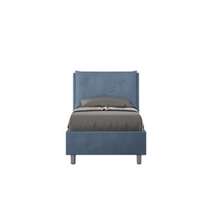 Letto imbottito Singolo 80x200 cm Appia - Senza rete,Microfibra,Blu