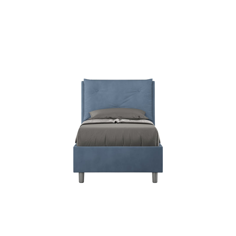 Letto imbottito Singolo 80x200 cm Appia - Senza rete,Microfibra,Blu