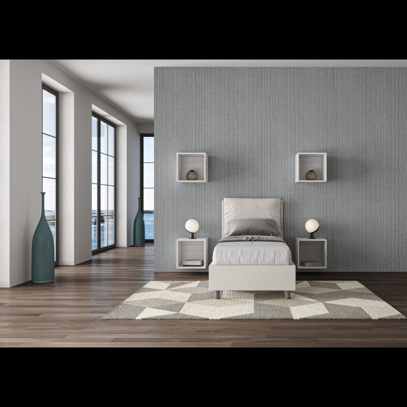 Letto imbottito Singolo 80x210 cm Antea - Bianco,Similpelle,Contenitore