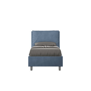 Letto imbottito Singolo 80x210 cm Antea - Contenitore,Microfibra,Blu