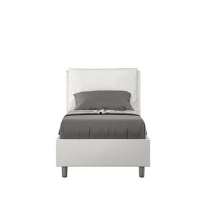 Letto imbottito Singolo 80x210 cm Antea - Bianco,Similpelle,Contenitore