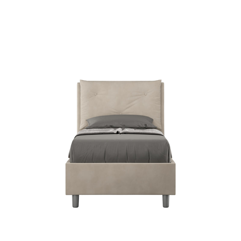 Letto imbottito Singolo 80x210 cm Appia - Senza rete,Microfibra,Sabbia