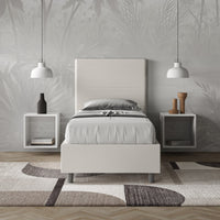 Letto imbottito Singolo 80x210 cm Focus - Senza rete,Bianco,Similpelle