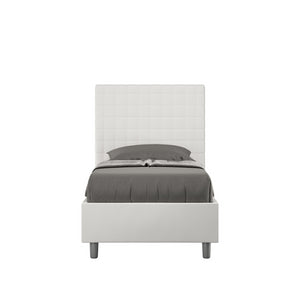 Letto imbottito Singolo 80x210 cm Sunny - Bianco,Similpelle,Contenitore