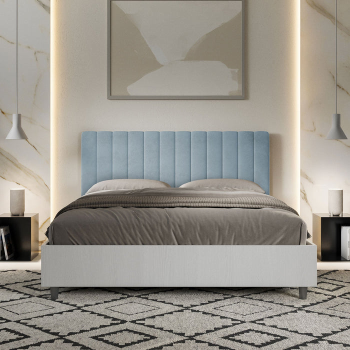 Letto Matrimoniale 160x200 cm con Rete Kaia Azzurro