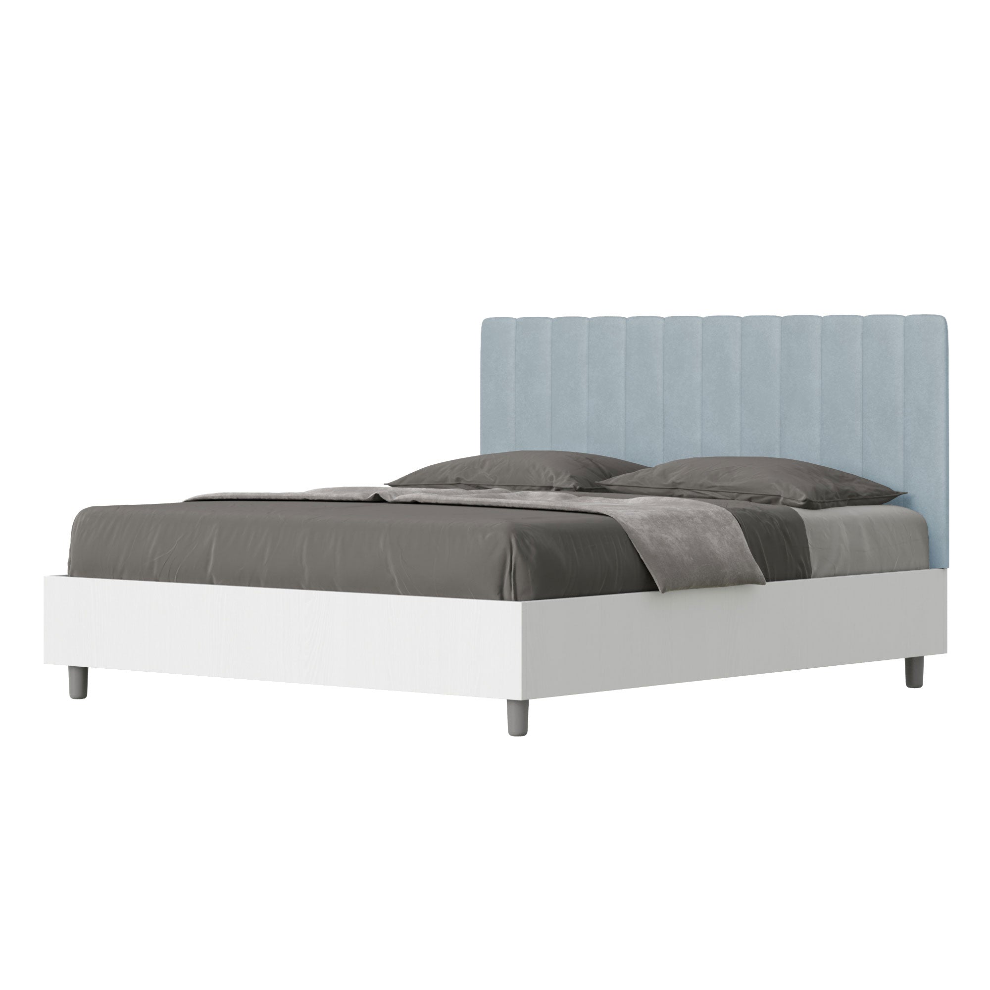 Letto Matrimoniale 160x200 cm con Rete Kaia Azzurro