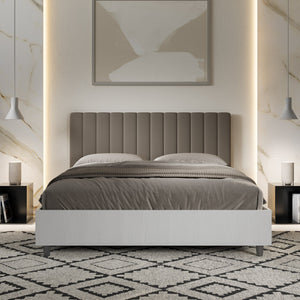 Letto Matrimoniale 160x200 cm con Rete e Contenitore Kaia Cappuccino