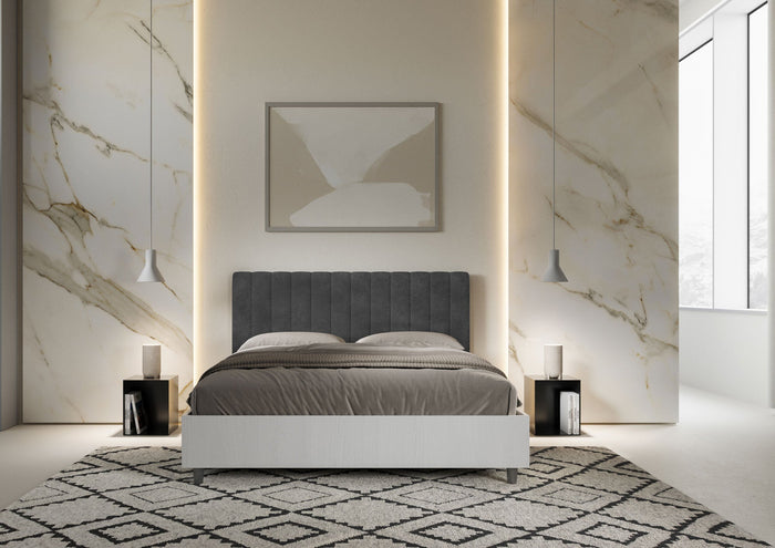 Letto Matrimoniale 160x200 cm con Rete Kaia Grigio