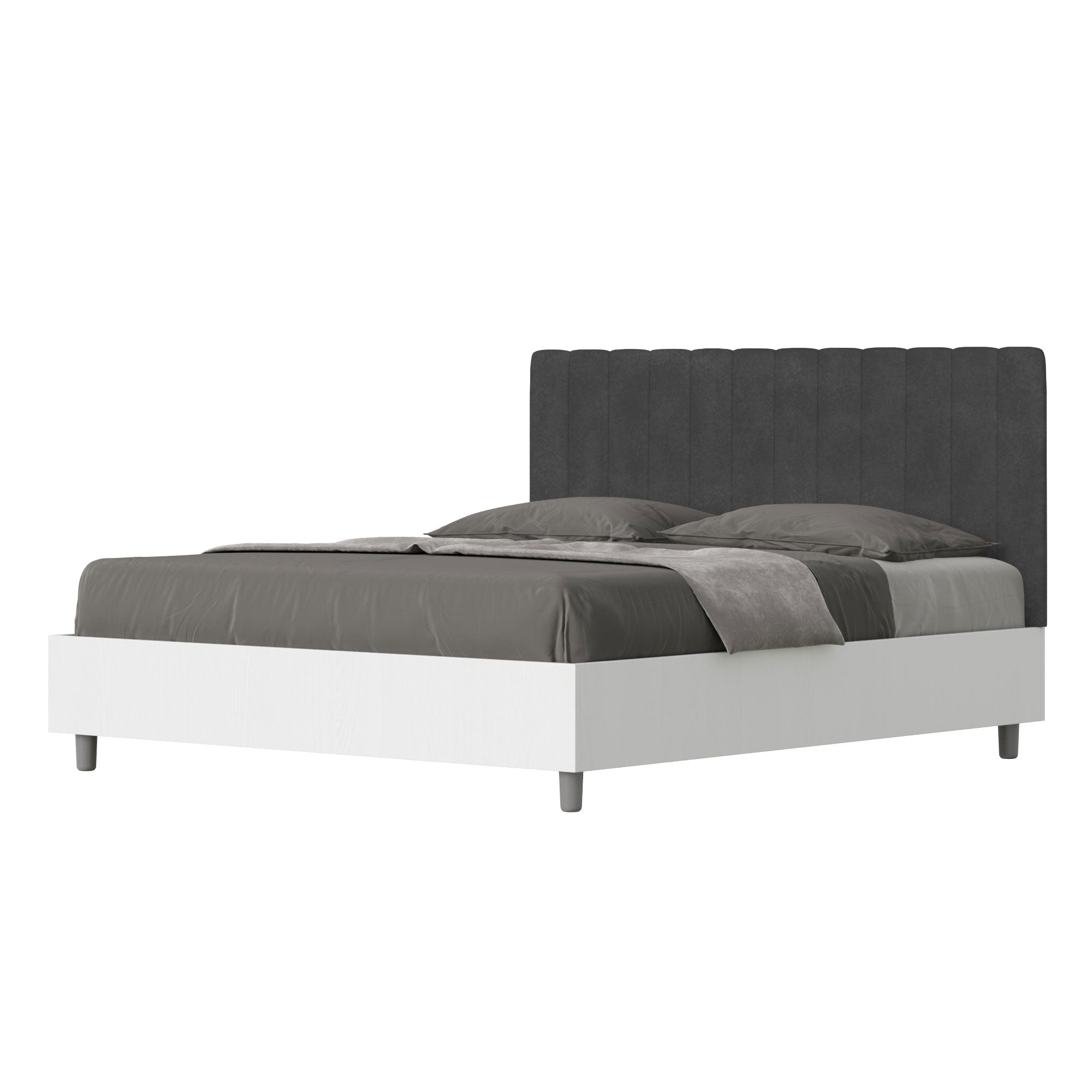 Letto Matrimoniale 160x200 cm con Rete Kaia Grigio