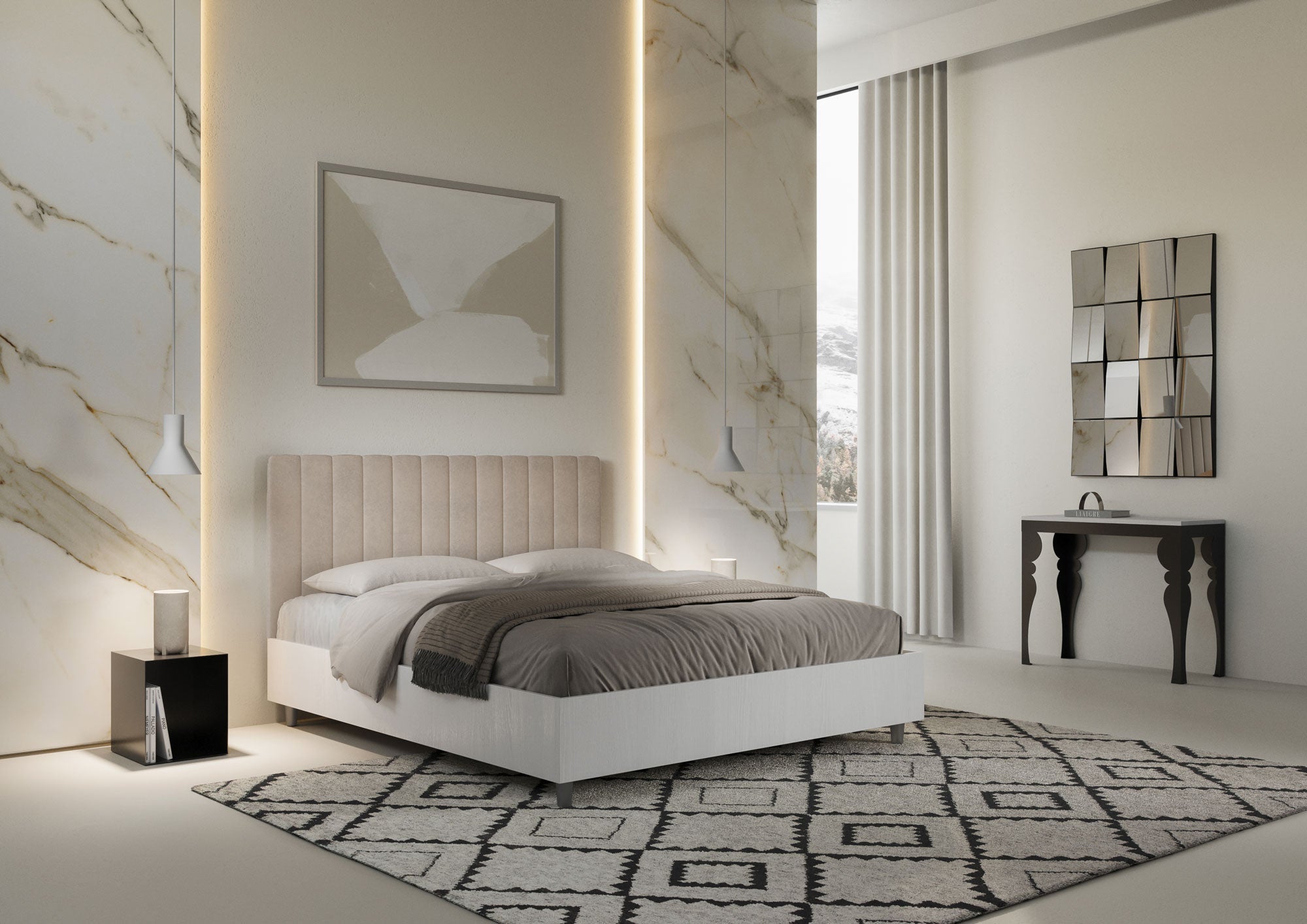 Letto Matrimoniale 160x190 cm Senza Rete Kaia Sabbia