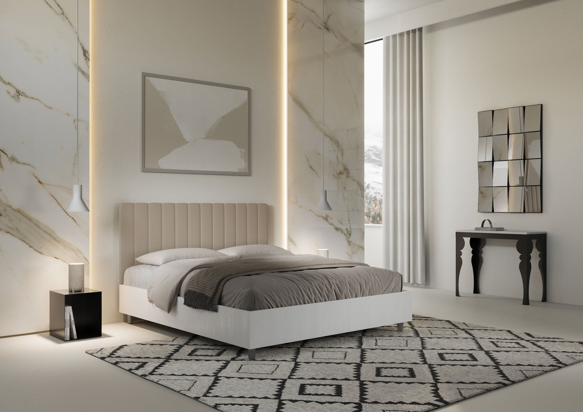 Letto Matrimoniale 160x190 cm Senza Rete Kaia Tortora