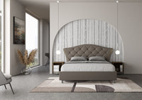 Letto matrimoniale senza rete imbottito 160x200 similpelle cappuccino Langre