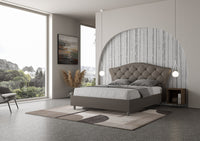 Letto matrimoniale contenitore imbottito 160x200 similpelle cappuccino Langre