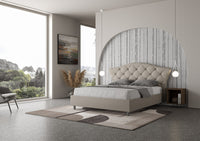 Letto matrimoniale con rete imbottito 160x210 similpelle tortora Langre