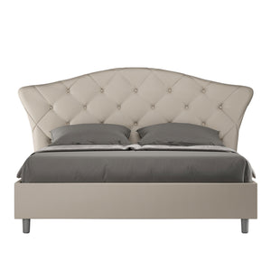 Letto matrimoniale con rete imbottito 160x210 similpelle tortora Langre