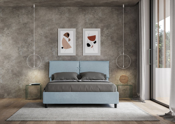 Letto Matrimoniale 160x190 cm con Rete Mados Azzurro