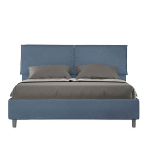 Letto Matrimoniale 160x190 cm con Rete e Contenitore Mados Blu