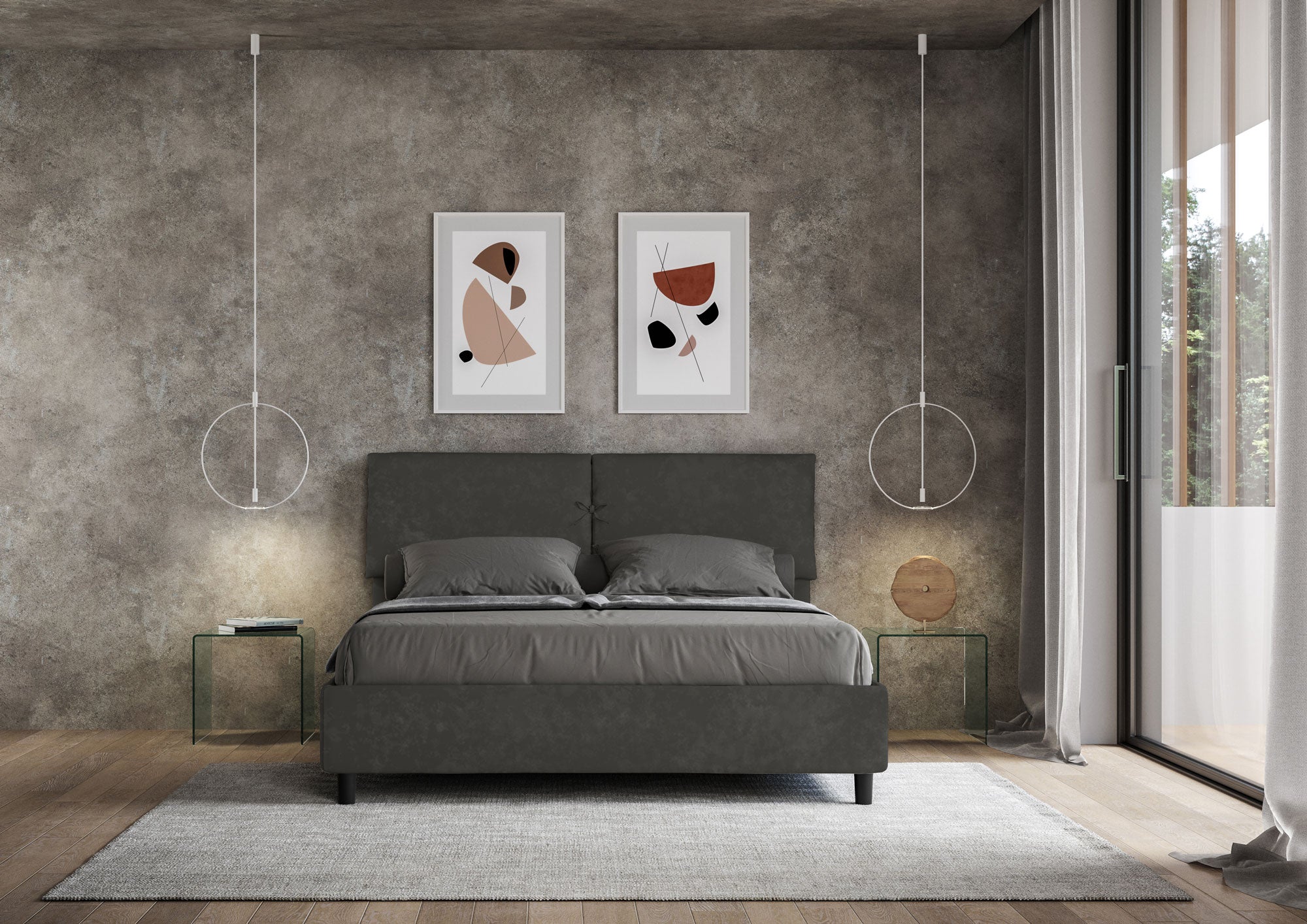 Letto Matrimoniale 160x210 cm Senza Rete Mados Grigio