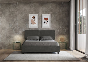 Letto Matrimoniale 160x210 cm con Rete Mados Grigio