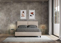 Letto Matrimoniale 160x210 cm con Rete e Contenitore Mados Sabbia