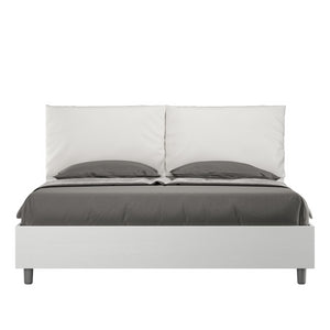 Letto Matrimoniale 160x190 cm cuscinatura Egos Antea - Senza rete,Bianco,Similpelle